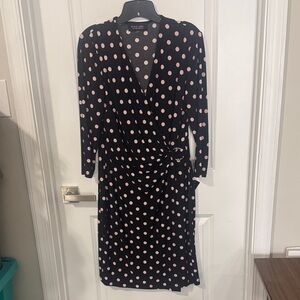 Evan Picone Black Dress with Pink Polka Dots